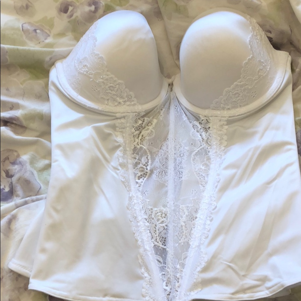 white strapless corset